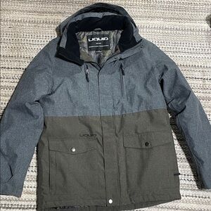 Liquid Men's Two-Tone Gray and Olive Ski Jacket